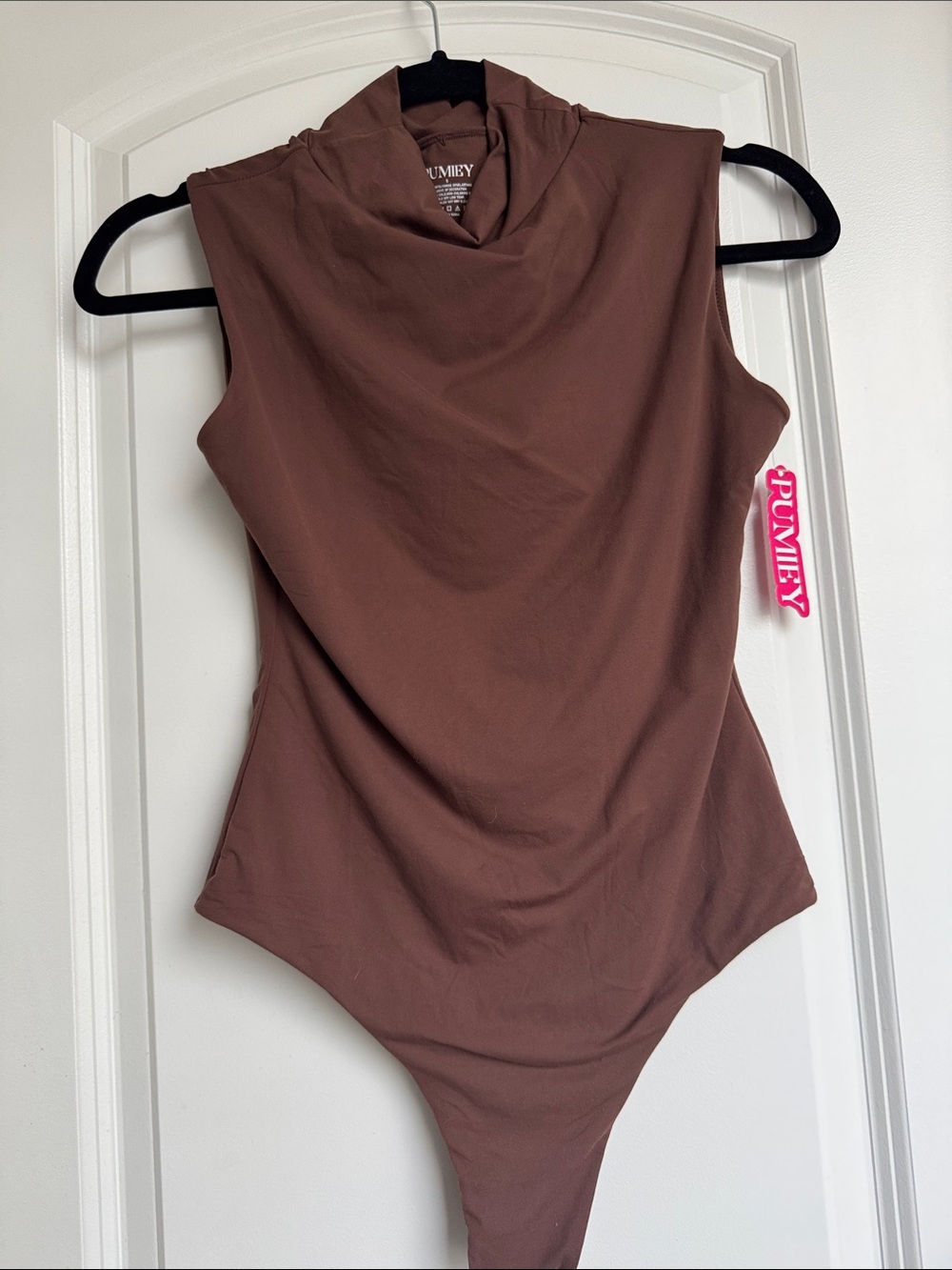 Sleeveless Hooded Bodysuit in Chocolate Brown